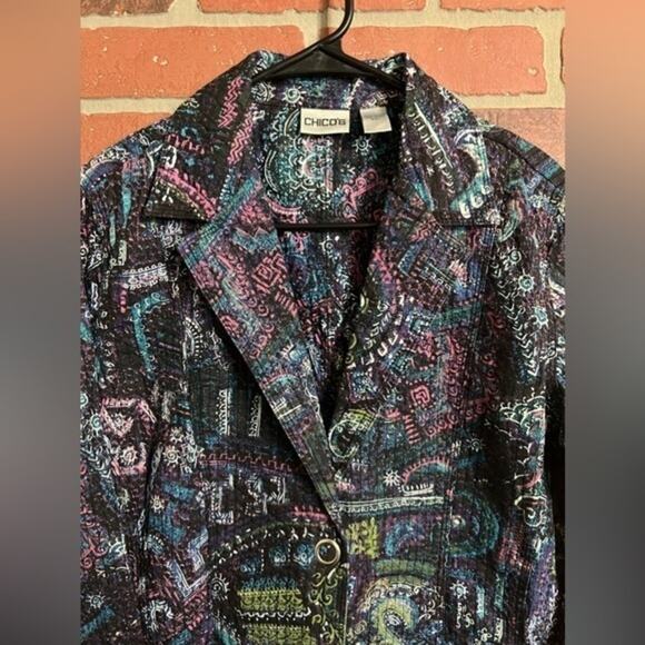 Chico’s | Colorful Quilted Grommet Snaps Jacket - Picture 6 of 7